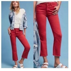 Anthropologie Pilcro & The Letterpress Script Red Crop Jeans size 26
